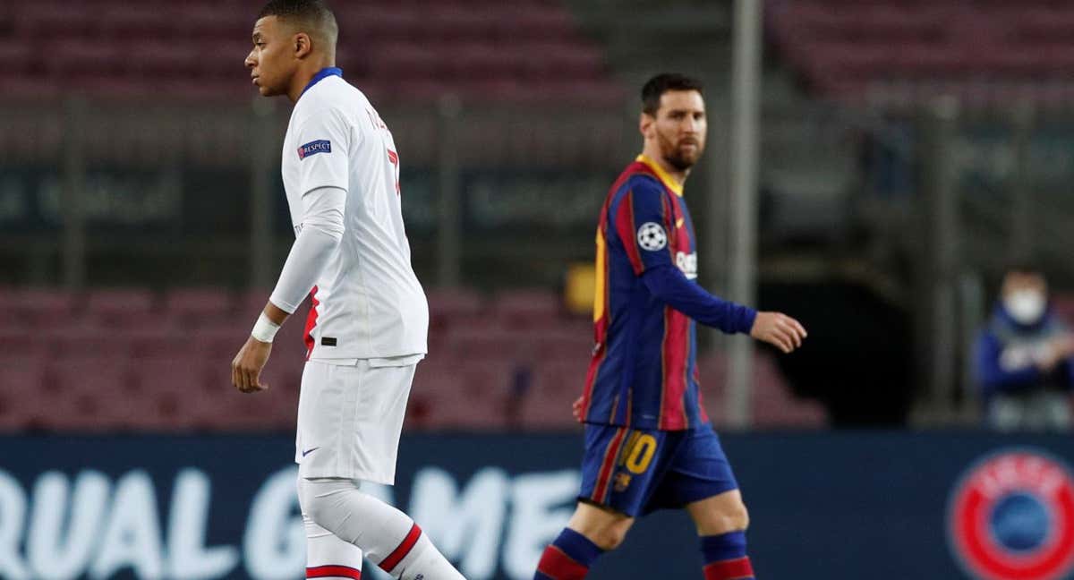 Mbappé en su último duelo ante el Barcelona en el Camp Nou.