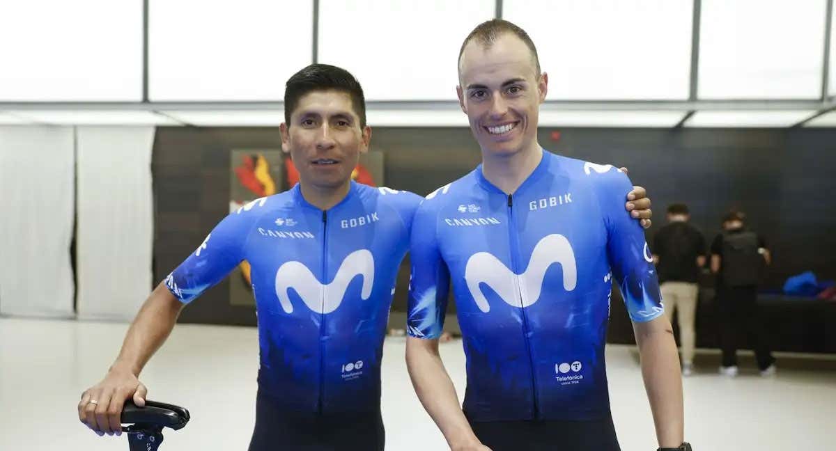 Nairo Quintana y Enric Mas, en una imagen de la presentación de Movistar Team celebrada el pasado diciembre.