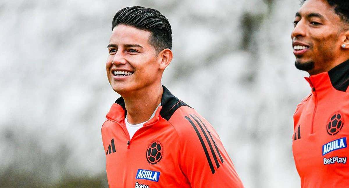 James, durante el entrenamiento de Colombia este miércoles en Londres. /INSTAGRAM