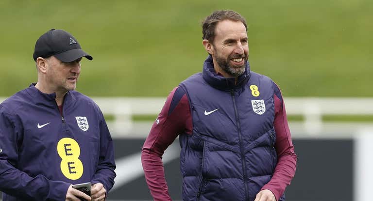 Southgate, en un entrenamiento con Inglaterra.
