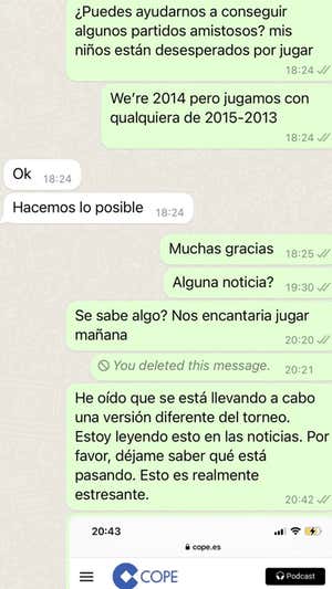 Otras de las conversaciones para intentar conseguir un partido.