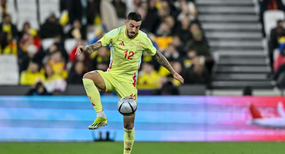 Joselu, en el último partido de la Selección española. /GETTY