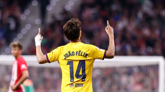 Joao Félix celebra un gol con el Barça ante el Atlético de Madrid. /Europa Press