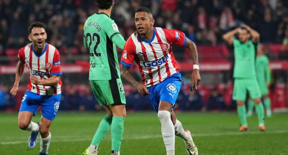 Savinho celebra uno de los goles del partido de ida./GETTY