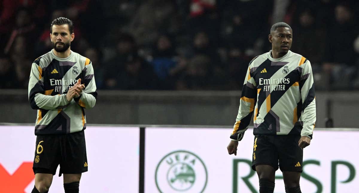 Alaba y Nacho, durante un calentamiento.