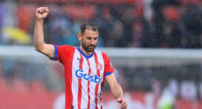 Stuani celebra el gol de la victoria contra el Betis.