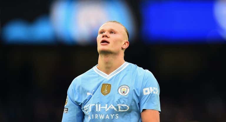 Erling Haaland en el partido frente al Arsenal.