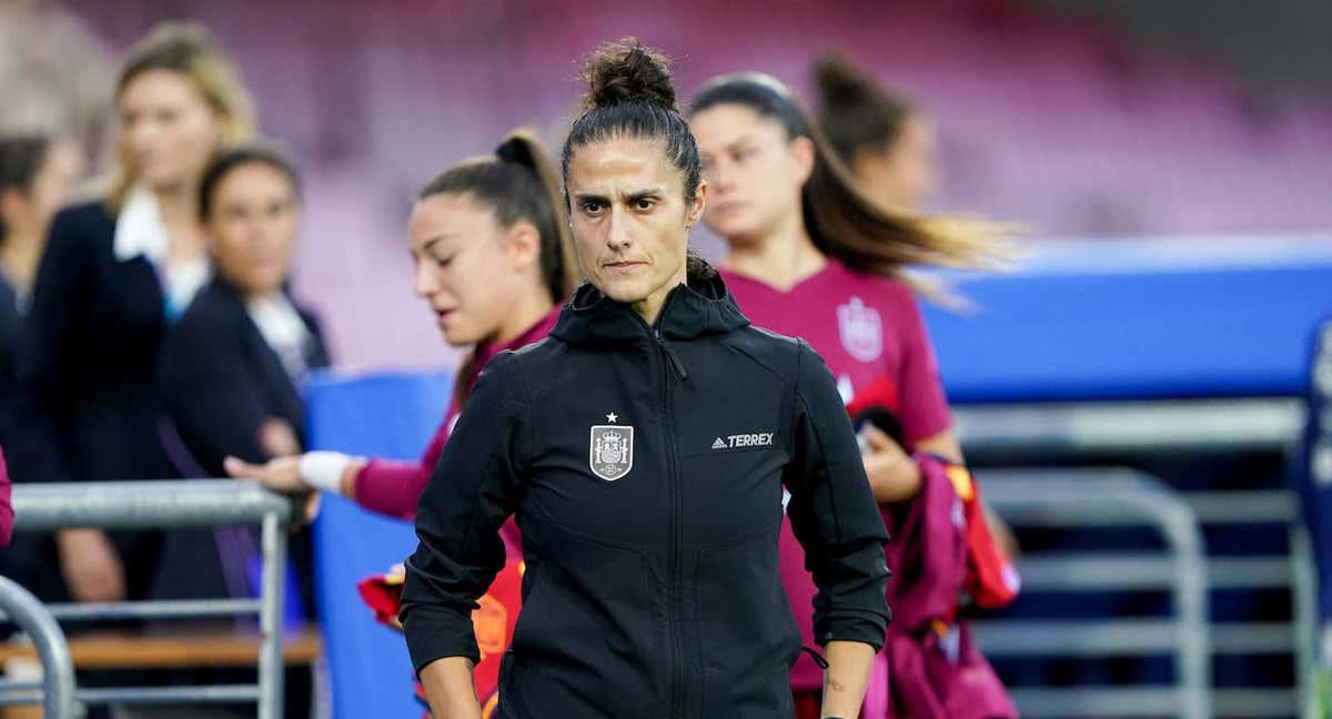 Montse Tomé, durante un partido con la Selección. /RFEF