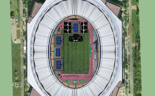 Disposición de las pistas dentro del estadio. OCTAGON