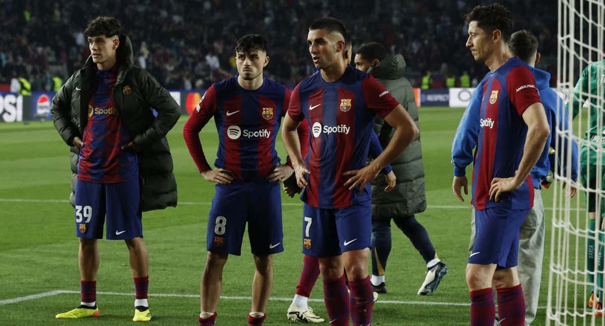 La decepción de los jugadores del Barça en Champions.