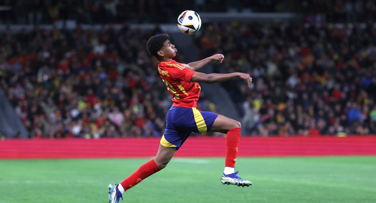 Lamine durante el España-Brasil del mes de marzo.