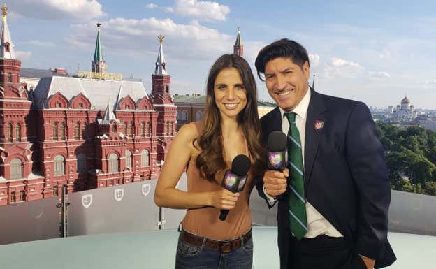 Lucía Villalón e Iván Zamorano, en el Mundial de Rusia.
