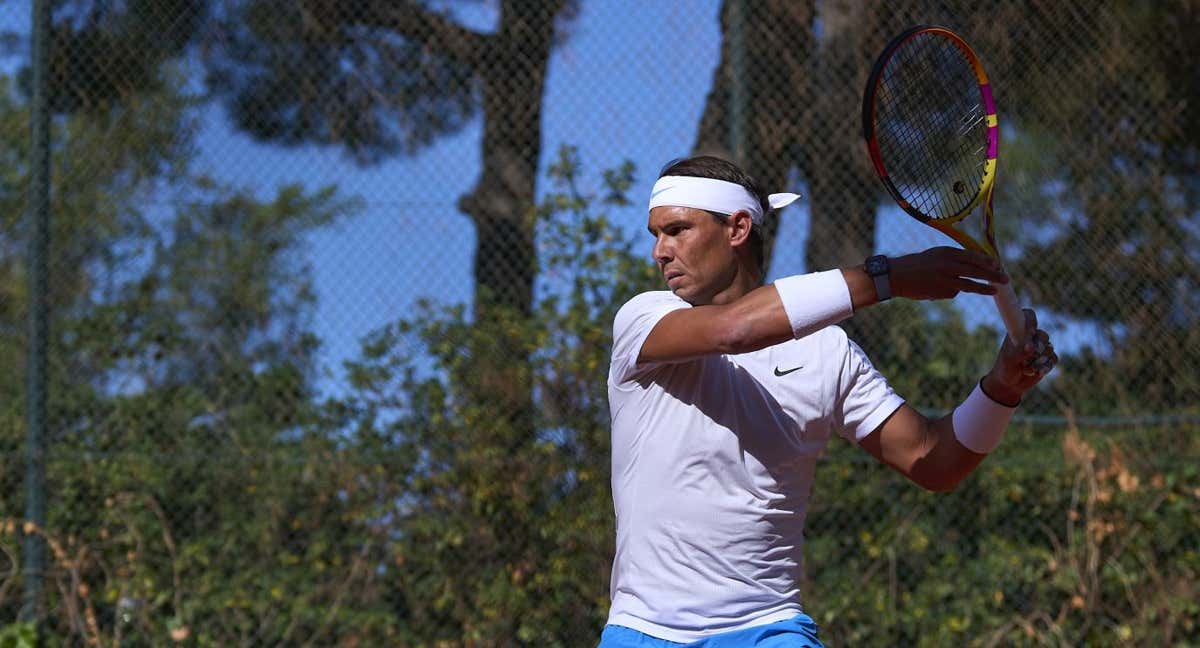 Rafa Nadal, en uno de sus entrenamientos en el Real Club Tenis de Barcelona esta misma semana. /GETTY