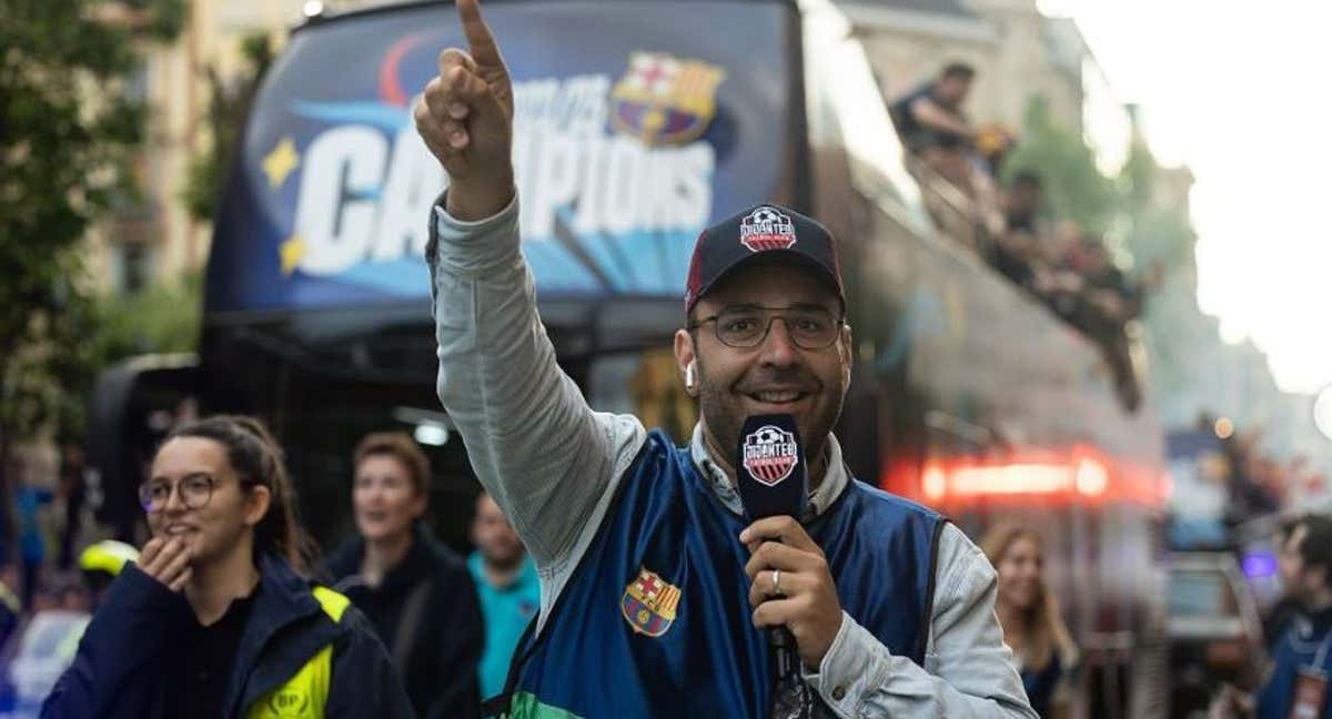 Gerard Romero, en un cobertura de una celebración del Barça./Gerard Romero