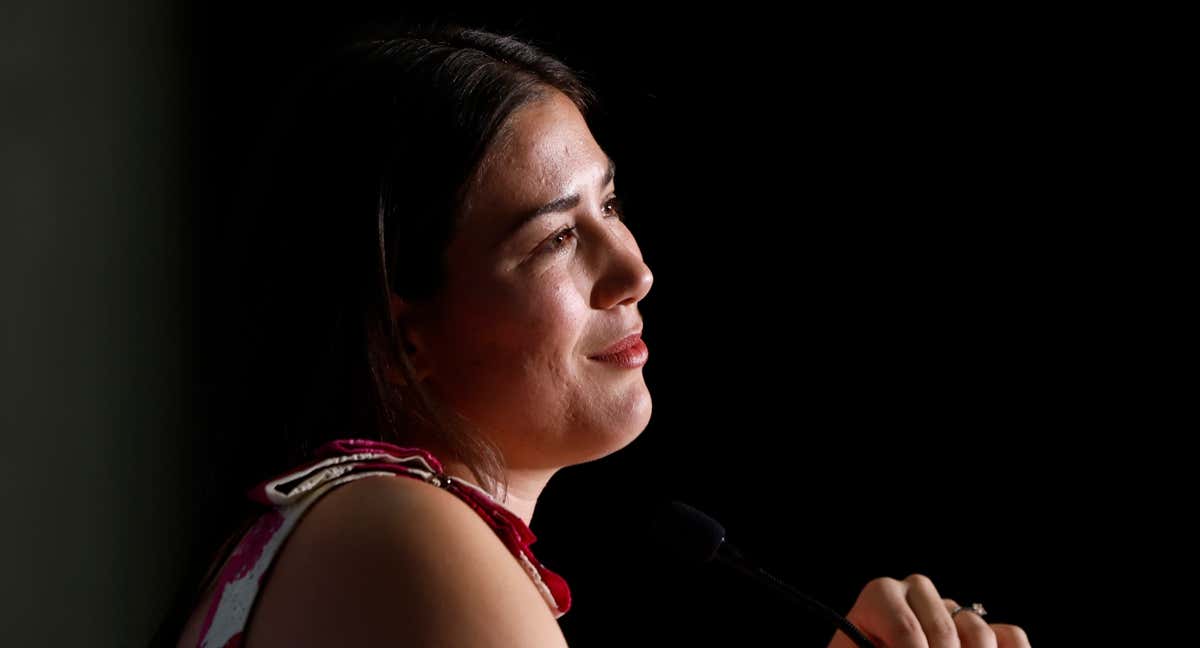 Garbiñe Muguruza, en la rueda de prensa donde anunció su retirada del tenis./EFE