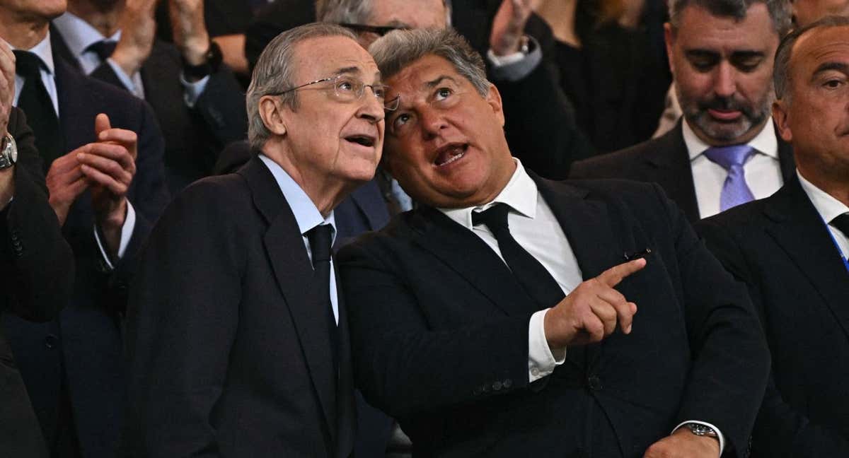 Laporta y Florentino en el palco del Bernabéu.