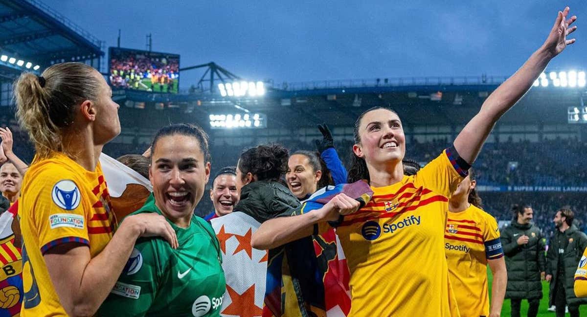 Ingrid Engen durante la celebración de la victoria. /FC BARCELONA