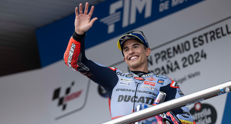 Marc Márquez, en el podio del GP de España.