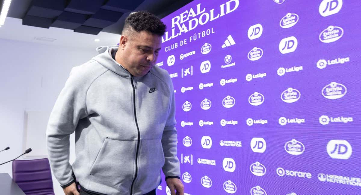 Ronaldo Nazario en una rueda de prensa en Valladolid.