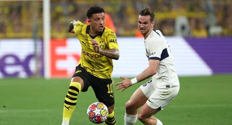 Jadon Sancho, durante el partido contra el PSG.