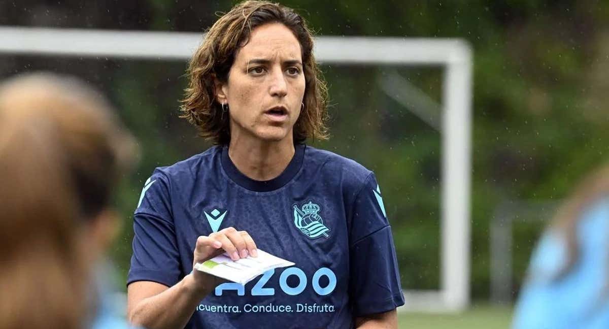 Natalia Arroyo, durante un entrenamiento con la Real Sociedad. /REAL SOCIEDAD FEMENINO