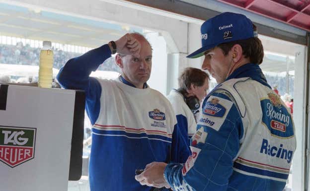 Adrian Newey, junto a Damon Hill, en su época en Williams.  AFP