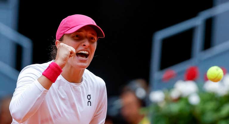 Iga Swiatek durante un partido del Mutua Madrid Open.