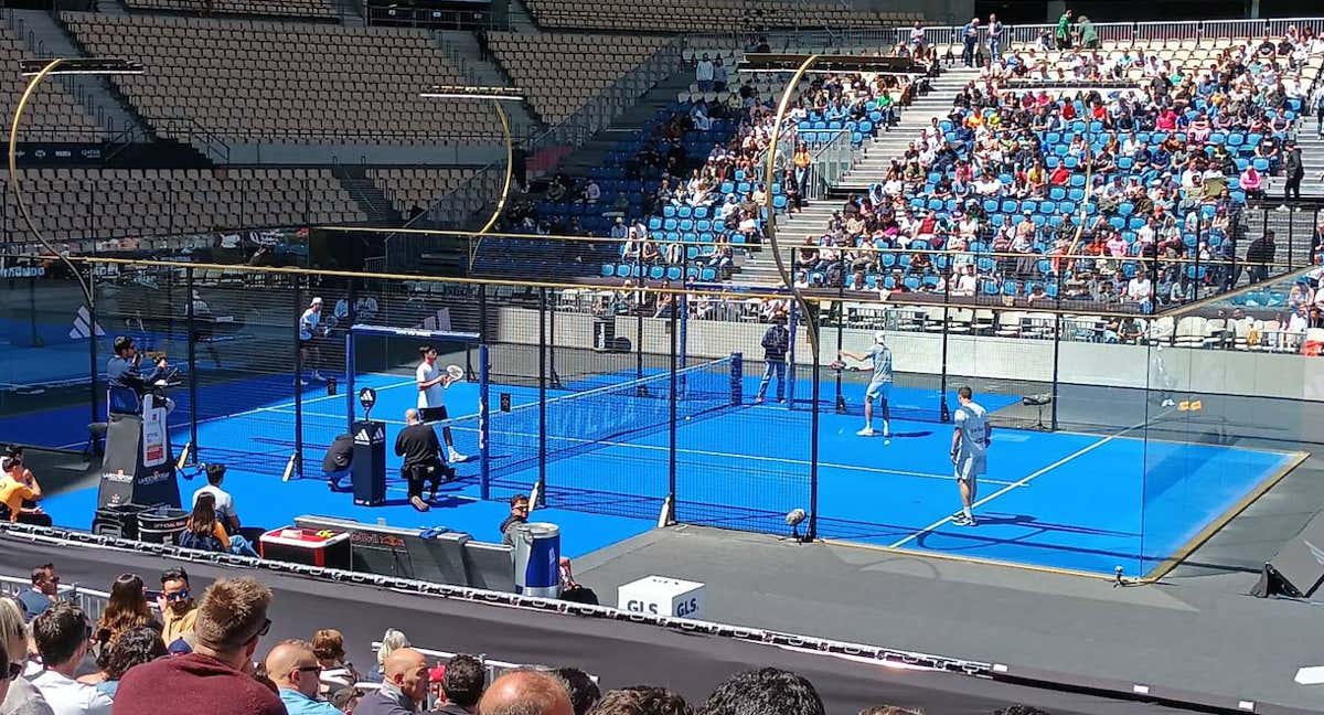 La pareja Lebrón-Navarro en su partido en la pista central./