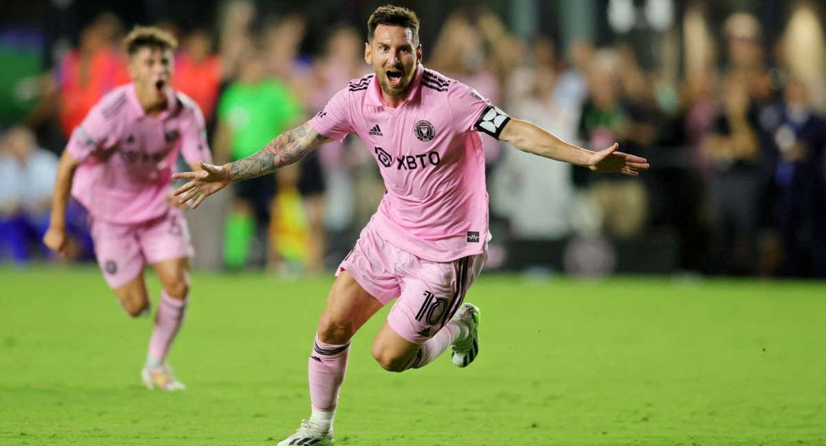 Messi celebrando un gol con el Inter Miami.