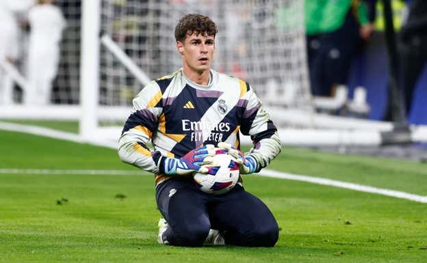 Kepa, en un calentamiento con el Madrid esta temporada.  AFP7