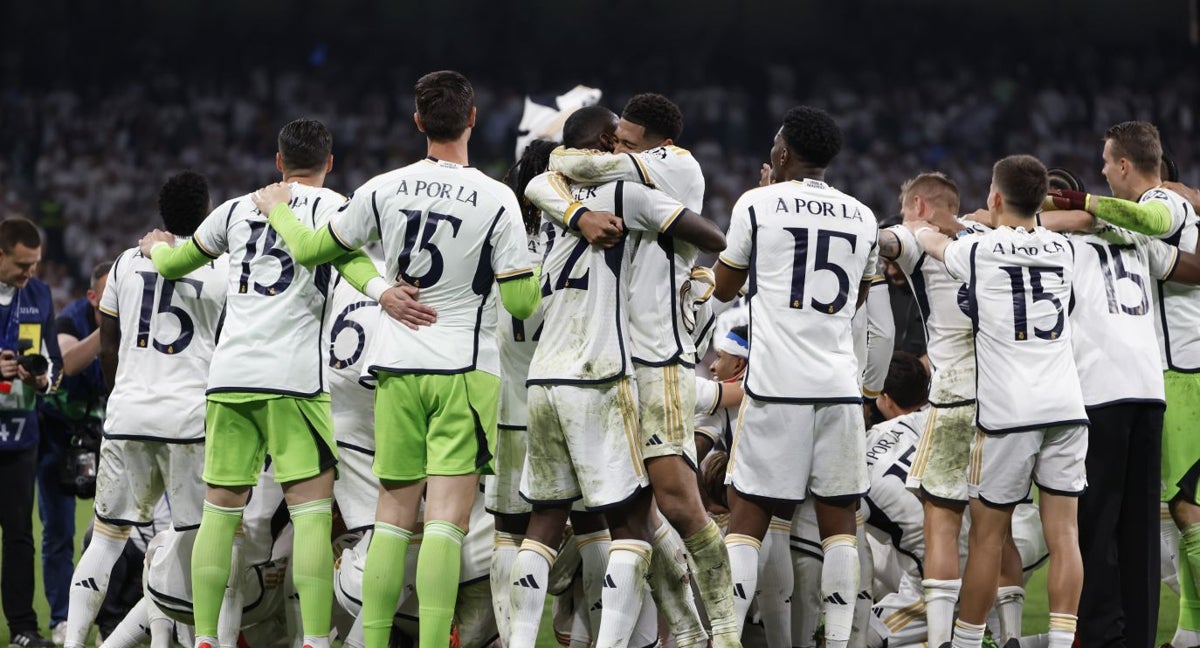 El Real Madrid celebra el pase a la final de la Champions.