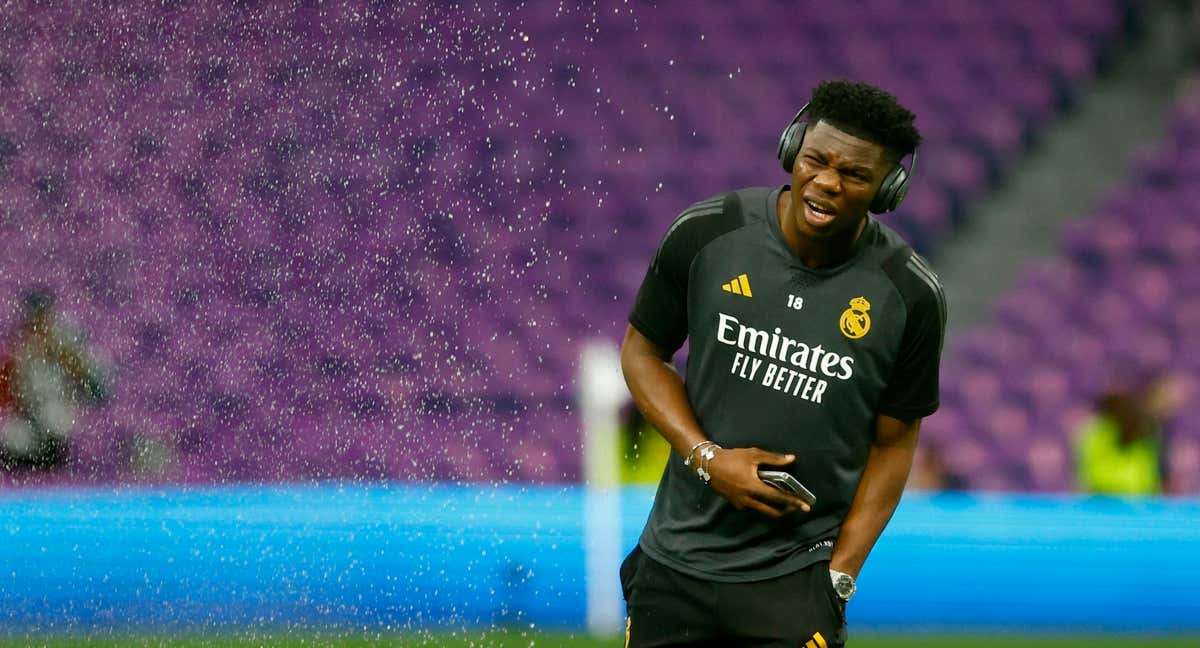 Tchouameni antes del partido contra el Bayern de Múnich.