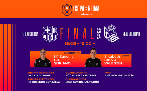 La designación arbitral para la final.  RFEF