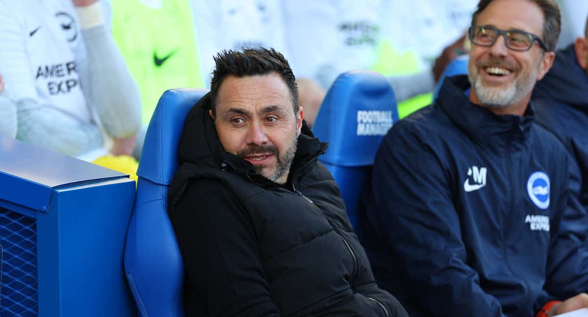 Roberto De Zerbi en un partido con el Brighton. /REUTERS