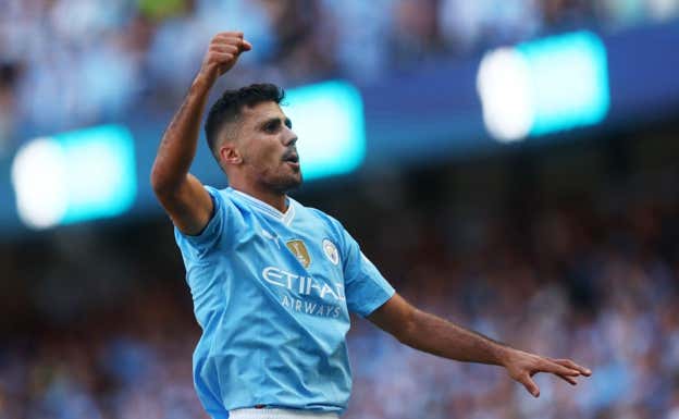 Rodri celebra su gol ante el West Ham.  REUTERS