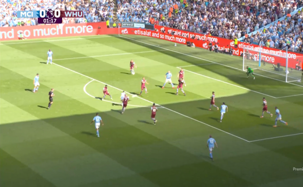 Foden dispara en el 1-0 del City.  WYSCOUT