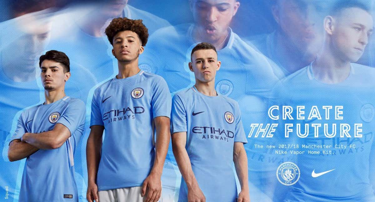 La promoción del Manchester City en 2017 por su nueva camiseta./@ManCity