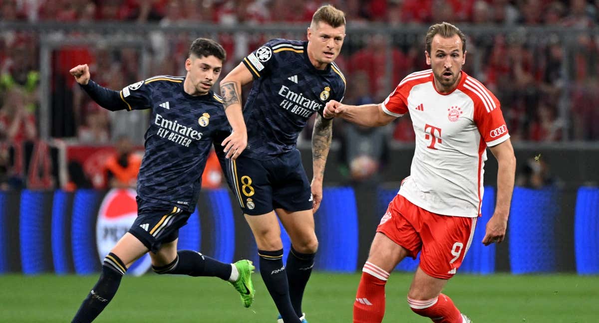 Federico Valverde y Toni Kroos, en la eliminatoria contra el Bayern de Múnich.