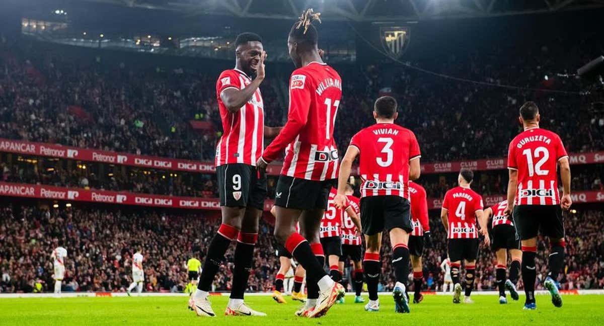 Iñaki y Nico Williams celebrando un gol en San Mamés. /ATHLETIC CLUB