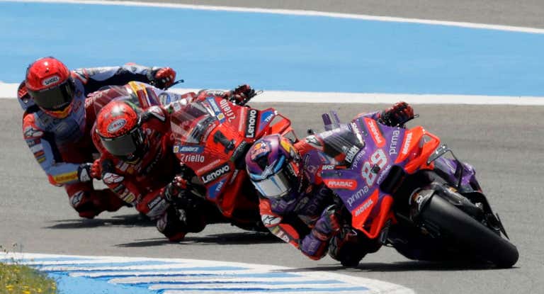 Jorge Martín, Pecco Bagnaia y Marc Márquez.