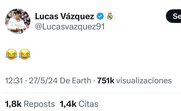 El tuit borrado de Lucas Vázquez.