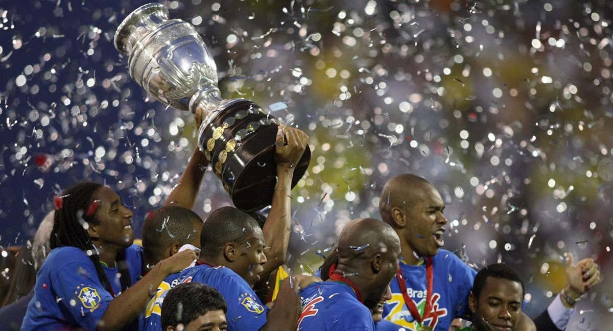 Brasil celebra la Copa América que ganó en 2007./AFP