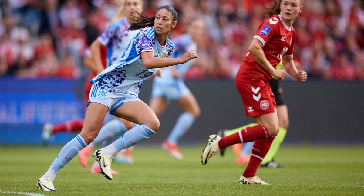 Leila Ouahabi durante el partido contra Dinamarca. /RFEF