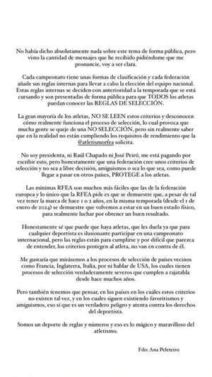 Ana Peleteiro alza la voz por la Federación: “La mayoría de atletas no leen los criterios, las reglas están para cumplirse”