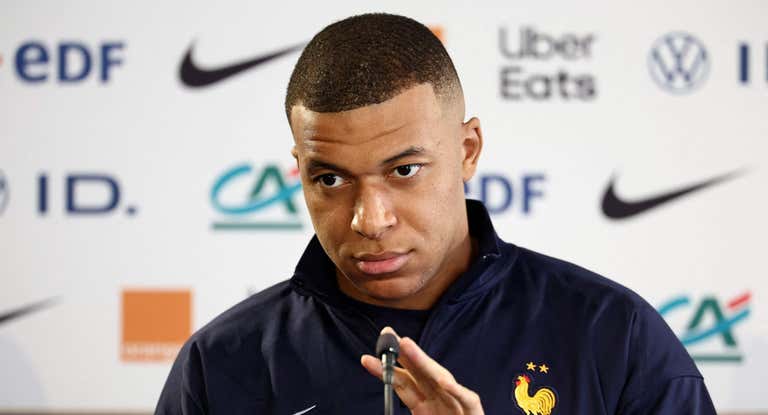 Mbappé, en la conferencia de prensa de esta martes.