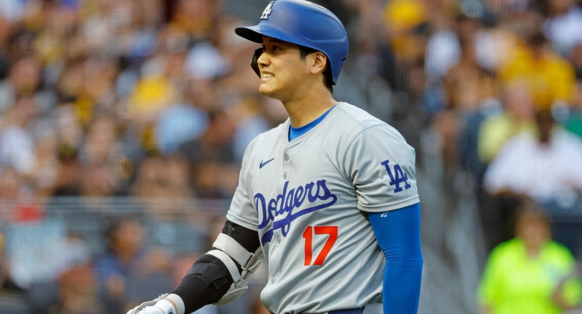Shohei Ohtani en su último partido con los Dodgers.