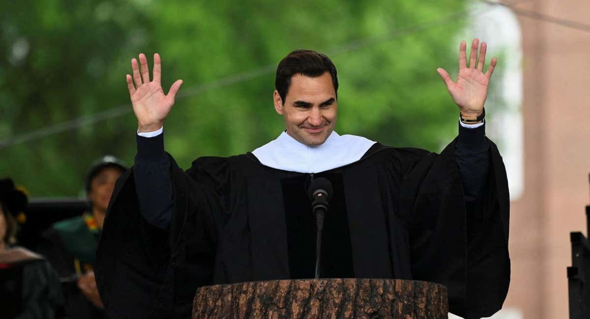 Roger Federer, este domingo en la Universidad de Dartmouth.