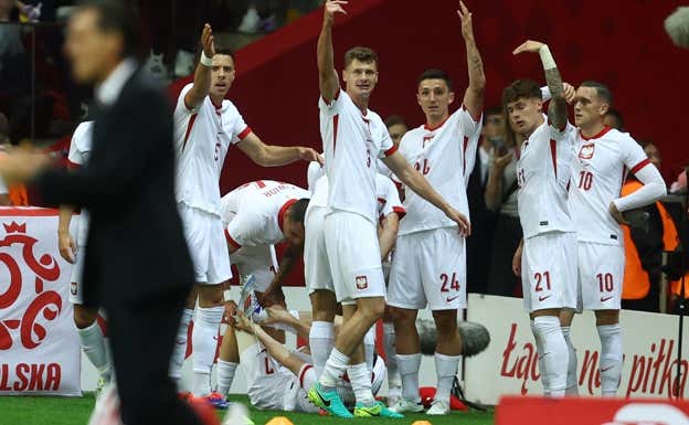 Jugadores de Polonia piden las asistencias por la lesión de Swiderski.  REUTERS