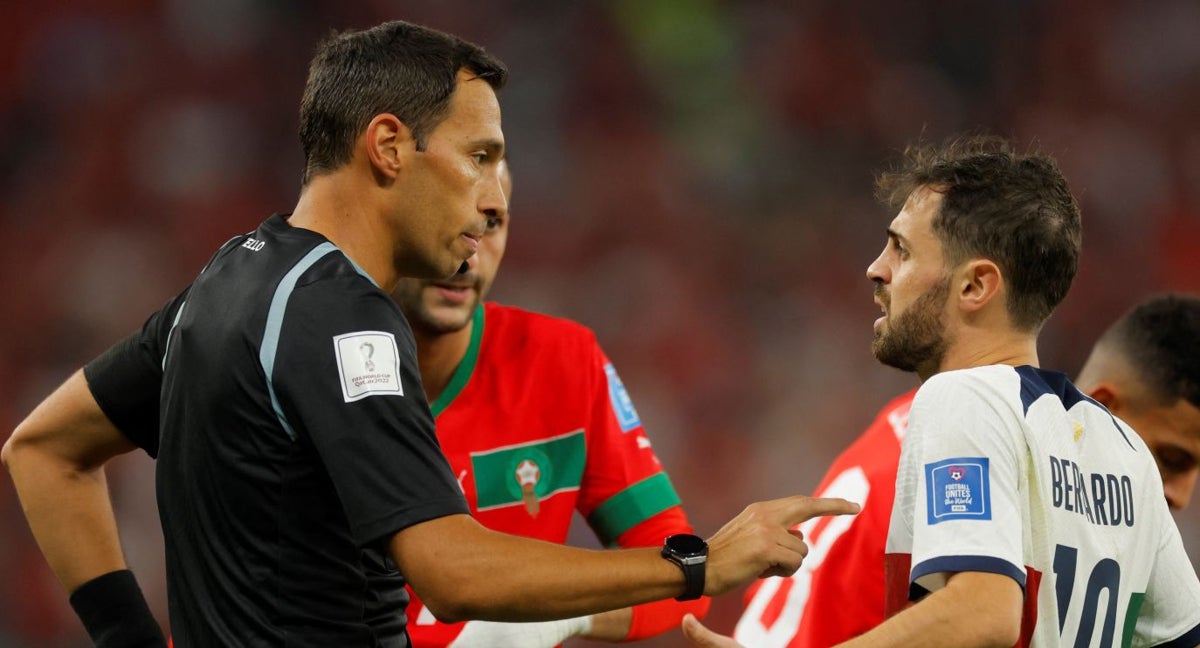 Tello durante el Marruecos - Portugal del Mundial de Catar.