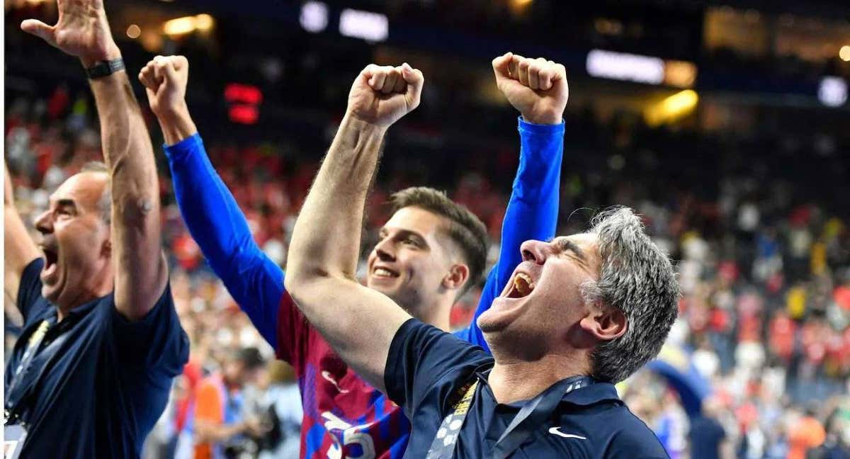Antonio Ortega, celebrando la Champions.
